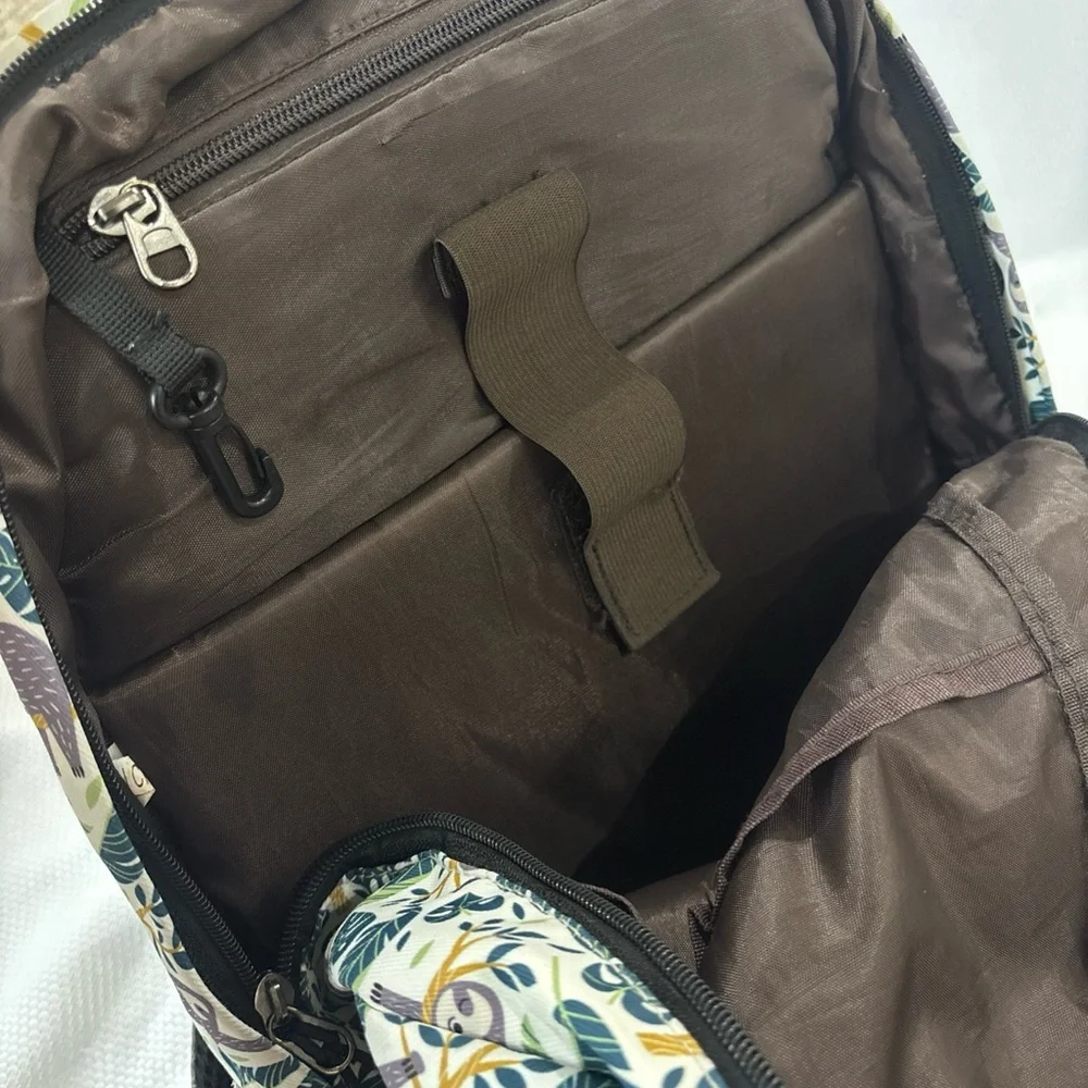 Sloth Backpack Leaves And Branches Green And Grey Multipocket